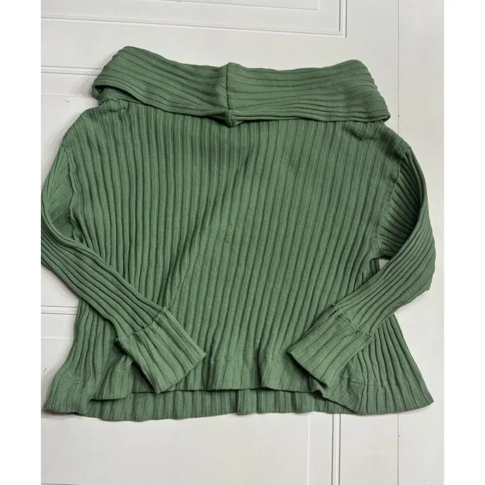 Free People FP Beach Green Slouchy Cowl Neck Long Sleeve Pullover Size Large - Picture 5 of 5